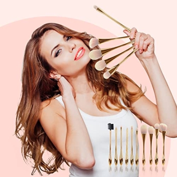 Professional 10 pcs Makeup Brushes Set in Rose Gold