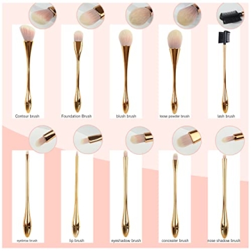 Professional 10 pcs Makeup Brushes Set in Rose Gold