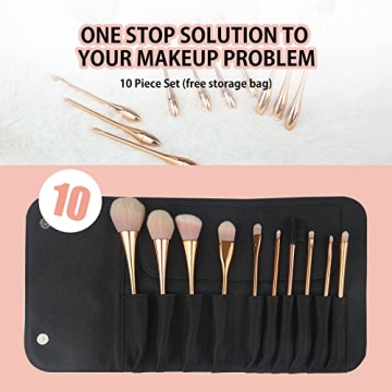 Professional 10 pcs Makeup Brushes Set in Rose Gold
