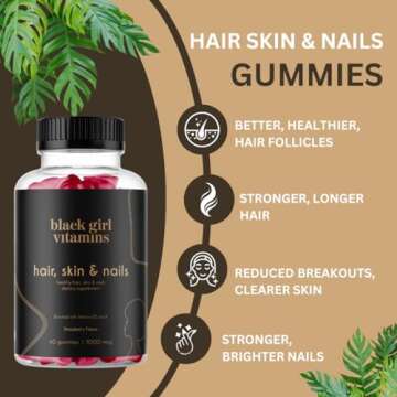 Black Girl Vitamins - Hair, Skin, and Nails Gummies with Biotin (6000 mcg), Zinc, Gelatin Free, Vita...