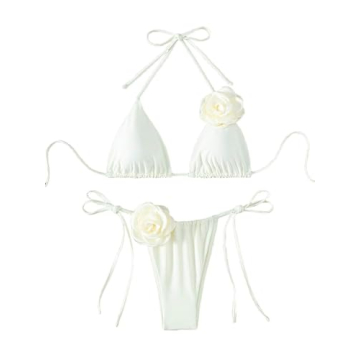 Chic Floral Appliques High Waisted Women's Bikini Set for Summer Fun