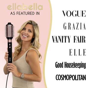 ELLA BELLA® 6 in 1 Professional Hot Air Styler • Powerful Hair Dryer & Straightener Set • Styling Without Heat Damage • Fast Drying Curling Volumizing Straightening • Includes Protective Travel Case