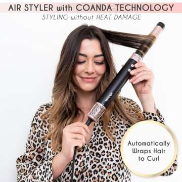ELLA BELLA® 6 in 1 Professional Hot Air Styler • Powerful Hair Dryer & Straightener Set • Styling Without Heat Damage • Fast Drying Curling Volumizing Straightening • Includes Protective Travel Case