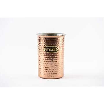Mud Pie Copper Kitchen Utensil Caddy with Gold Tag