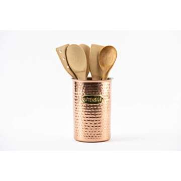 Mud Pie Copper Kitchen Utensil Caddy with Gold Tag