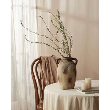 Chic 9.8 Inch Brown Rustic Ceramic Flower Vase - Perfect for Decor & Gifting