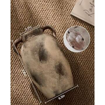 9.8 inch Rustic Brown Ceramic Flower Vase for Home Decor