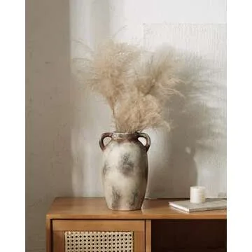 9.8 inch Rustic Brown Ceramic Flower Vase for Home Decor