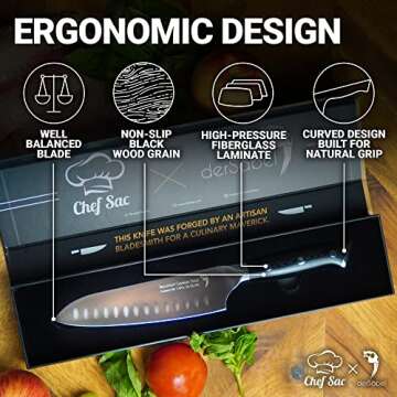 Chef Sac Santoku Knife 7 Inch | Best Chef Knife for All Cooks