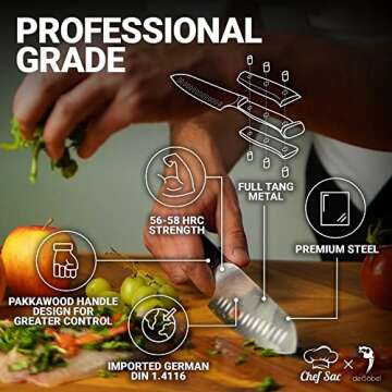 Chef Sac 7 Inch Santoku Knife - Best All-Purpose Chef Knife