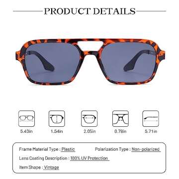 COASION Vintage Aviator Sunglasses with UV400 Protection