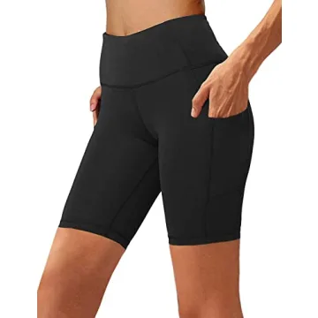 Aoliks Women's 8" Biker Shorts with Pockets High Waist Tummy Control Running Workout Spandex Gym Vol...