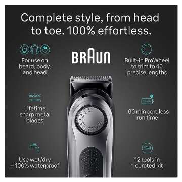 Braun All-in-One Style Kit Series 7 7440, Shaving Kit with 12-in-1 Trimmer for Beard, Body, Manscapi...
