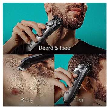 Braun All-in-One Style Kit Series 7 7440, Shaving Kit with 12-in-1 Trimmer for Beard, Body, Manscaping, Hair Clippers, 100 Minute Cordless Runtime, Includes Charging Stand & Premium Case