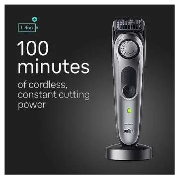 Braun All-in-One Style Kit Series 7 7440, Shaving Kit with 12-in-1 Trimmer for Beard, Body, Manscaping, Hair Clippers, 100 Minute Cordless Runtime, Includes Charging Stand & Premium Case