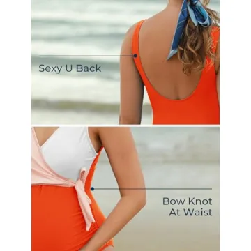 Maternity Swimsuit Tie Front V-Neck Ruched Tummy Control