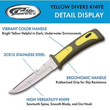 SZCO Supplies 9-Inch Dive Knife, Corrosion-Resistant Stainless Steel Blade, Rubber Grip, Tactical Ye...