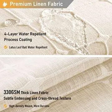 BTTN Extra Long Shower Curtain, 72x84 Inch Long Boho Tassel Linen Fabric Shower Curtain Set with Plastic Hooks, Tall Modern Farmhouse French Country Chic Cloth Shower Curtain for Bathroom, Cream/Beige