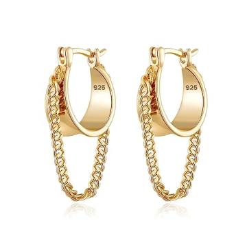 Ritach 14K Gold Plated Chain Hoop Earrings for Women