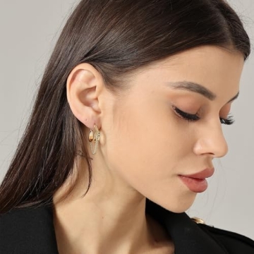 Ritach 14K Gold Plated Chain Hoop Earrings for Women