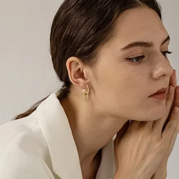 Ritach 14K Gold Plated Chain Hoop Earrings for Women