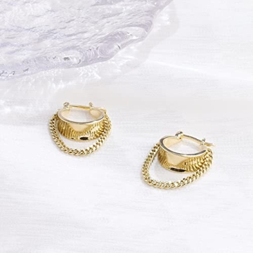 Ritach 14K Gold Plated Chain Hoop Earrings for Women