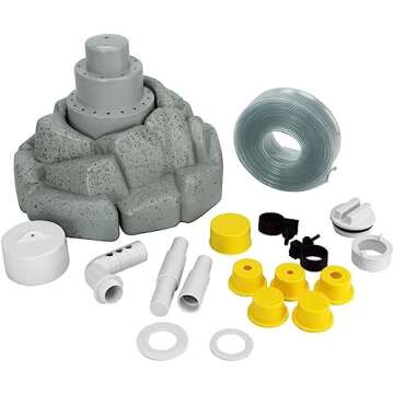 Aqua Select Floating Outdoor Pool Fountain | Adjustable Height Up to 16' Feet | Decorative Three Tie...