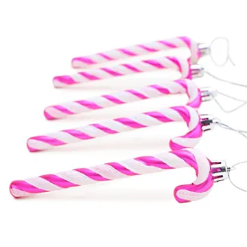 Glitter Candy Cane Christmas Tree Decorations Pack of 6