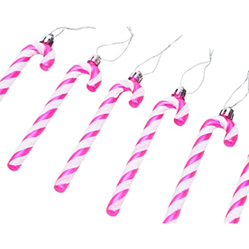 Glitter Candy Cane Christmas Tree Decorations Pack of 6