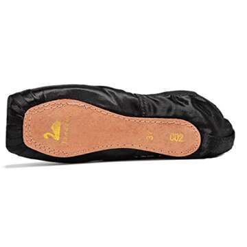 Nexete Ballet Dance Pointe Shoes, Dance Slippers Ballet Dance Flats with Toe Pads & Ribbons, Satin Black Pink Redfor Girls Women (6, Black)