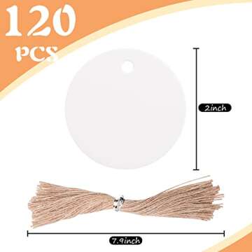 SallyFashion 120PCS White Round Gift Tags, Kraft Paper Gift Tags with String Blank Hang Tags for Gif...