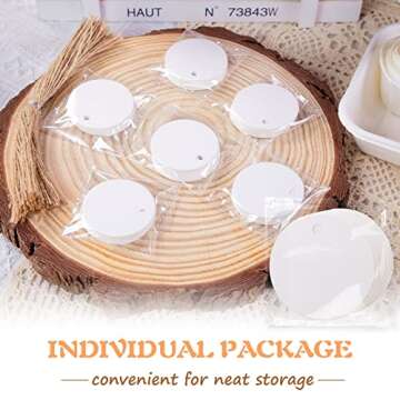 SallyFashion 120PCS White Round Gift Tags, Kraft Paper Gift Tags with String Blank Hang Tags for Gifts Wrapping Craft Project Wedding Favors