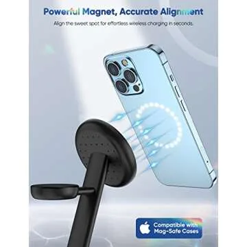 Magnetic Wireless Charging Station for Apple Series, 3-in-1 15W Fast Mag-Safe Charger Stand with QC3.0 Adapter, for iPhone 15, 14,13,12 Pro Max/Pro/Mini/Plus, iWatch Ultra/9/8/7/6/5/4/3/2, AirPods…