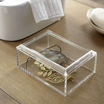 Huang Acrylic Rectangular Jewelry Box with Lid - Stylish & Durable