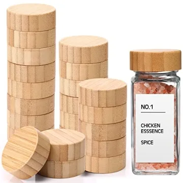 28 Pieces Bamboo Jar Lids - Airtight Spice Jar Lids for 4 oz and 8 oz Jars