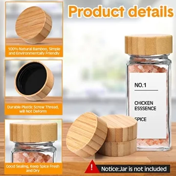 28 Bamboo Spice Jar Lids - Eco-Friendly Kitchen Storage