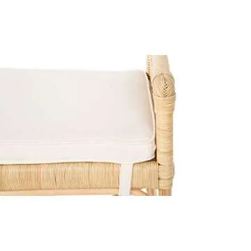 Kouboo Rattan Sandbar Bench with Seat Cushion, Handmade, Boho, Entryway, Living Room, Bedroom, King Bed, Queen Bed, Natural