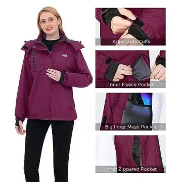 wantdo Women's Mountain Fleece Jacket Windproof Ski Coat Blending Purple Small