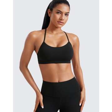 CRZ YOGA Butterluxe Womens Y Back Sports Bra - Padded Racerback Low Impact Spaghetti Strap Yoga Top ...