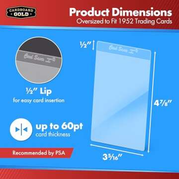 Cardboard Gold Card Saver 1 - 50 Count - Semi Rigid Card Holder, Trading Card Protectors - PSA-Appro...