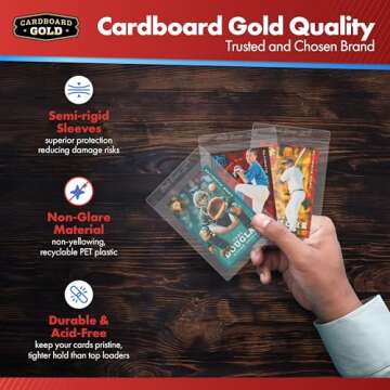 Cardboard Gold Card Saver 1 - 50 Count - Semi Rigid Card Holder, Trading Card Protectors - PSA-Approved Cardsaver for Baseball, Trading, Sports Cards - Card Sleeves, Binder, & Storage Box Compatible
