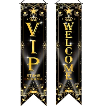 Blulu VIP Party Decorations Roaring 20s Movie Night Party Decorations Movie Night Banner VIP Porch S...