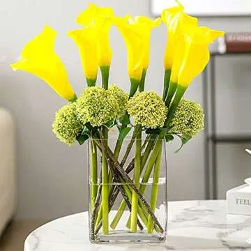 WGV Glass Rectangle Block Vase, Width x Length 2" x 5", Height 6", Clear Floral Planter Container Votive Candle Holder Wedding Party Event, Home Office Decor, 1 Piece