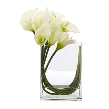 WGV Glass Rectangle Block Vase, Width x Length 2" x 5", Height 6", Clear Floral Planter Container Votive Candle Holder Wedding Party Event, Home Office Decor, 1 Piece