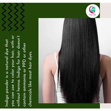 INDIGO POWDER for Hair Dye | With FREE GLOVES and HEAD CAP| Ideal for Black and Dark Hair | Indigofera Tinctoria | Black Henna | 8 oz (227 grams) | Natural Hair Color | Pure Indego
