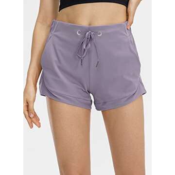 Lavento Women's Lightweight Active Workout Shorts - Lavender Gray