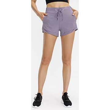 Lavento Women's Lightweight Active Workout Shorts - Lavender Gray