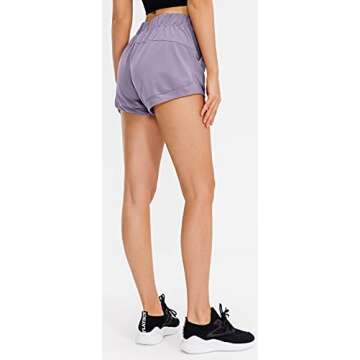 Lavento Women's Lightweight Active Workout Shorts - Lavender Gray