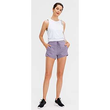 Lavento Women's Lightweight Active Workout Shorts - Lavender Gray