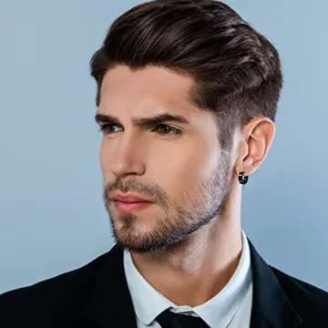 ONESING 15 Pairs Earrings for Men Black Stud Earrings Mens Earrings Stainless Steel Earrings for Men Women Jewelry Piercing Men Earrings Set